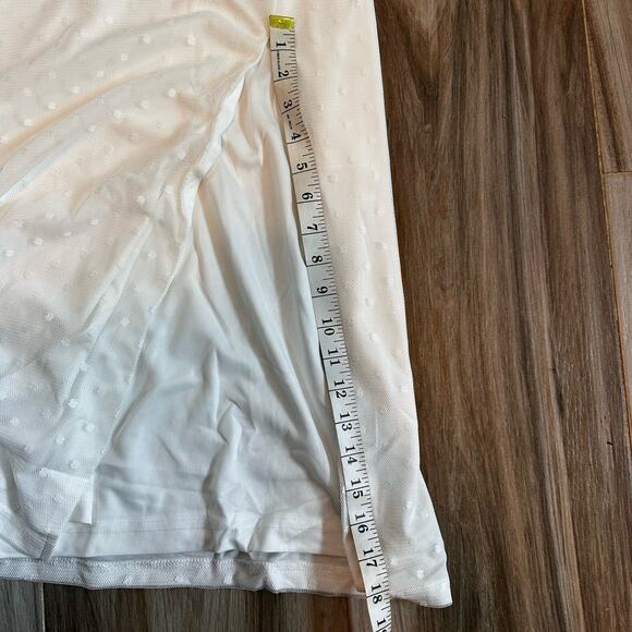 NWT Lulu’s Dress White Polka Dot Mesh One-Shoulder Midi XL Slit Cocktail Event - Picture 10 of 11